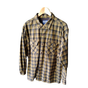 Pendleton Brown/Grays Original Board Shir,t 100% Virgin Wool, Men's Large